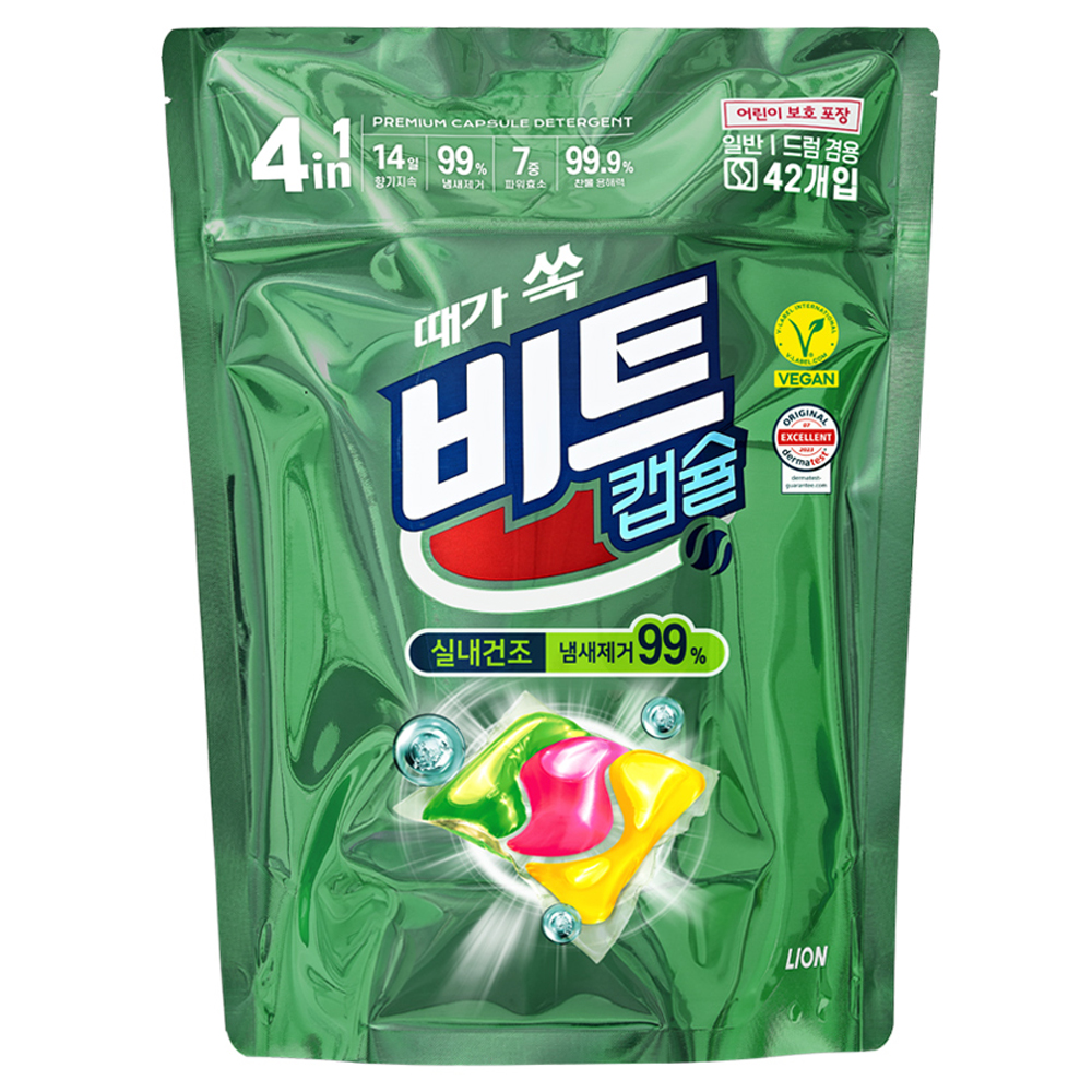 라이온코리아 비트 캡슐세제 실내건조 42개입 (2개)