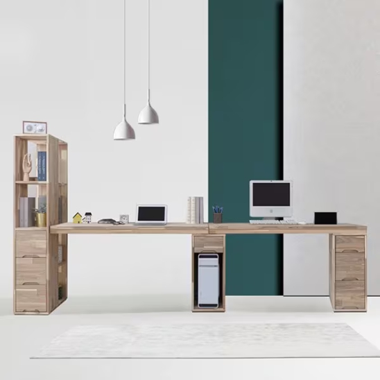 더젠 비쥬 아카시아원목 트윈 책상 세트6 (2800x600)