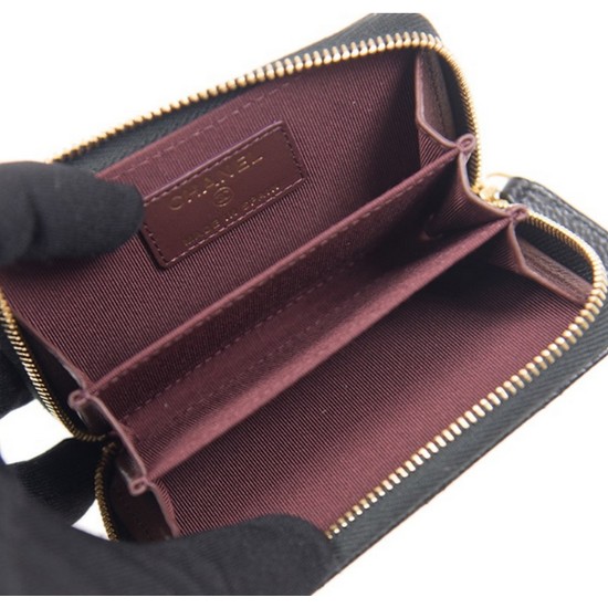 샤넬 캐비어 클래식 지퍼 카드지갑 AP0216 (블랙 금장)_이미지