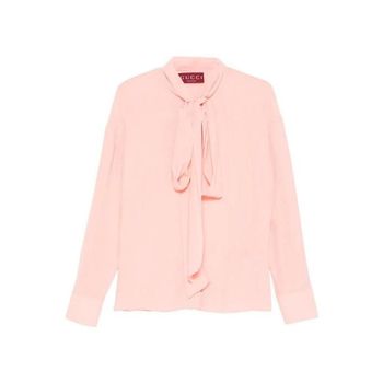 구찌 크레이프 드 쉬느 바이오 실크 셔츠 핑크 149840385