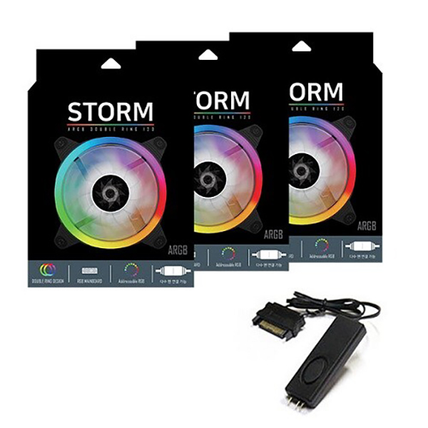 AONE STORM ARGB DOUBLERING 120 (컨트롤러/3팩, 화이트)_이미지