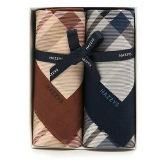 헤지스ACC 로고 체크패턴 손수건 2종 세트 HILG0F501N2