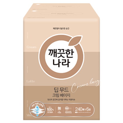 딥무드 크림 베이지 미용티슈 240매 (6입)