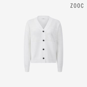 ZOOC 여성 린넨 블렌드 레터링 자가드 가디건_V253KSL903_이미지