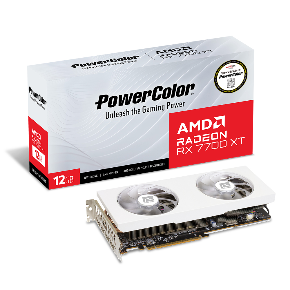 PowerColor 라데온 RX 7700 XT D6 12GB White 대원씨티에스_이미지