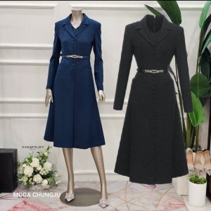 미니멈 패플 MD 레이어드 카라 브이넥 플레어원피스 MD MXDAWO11