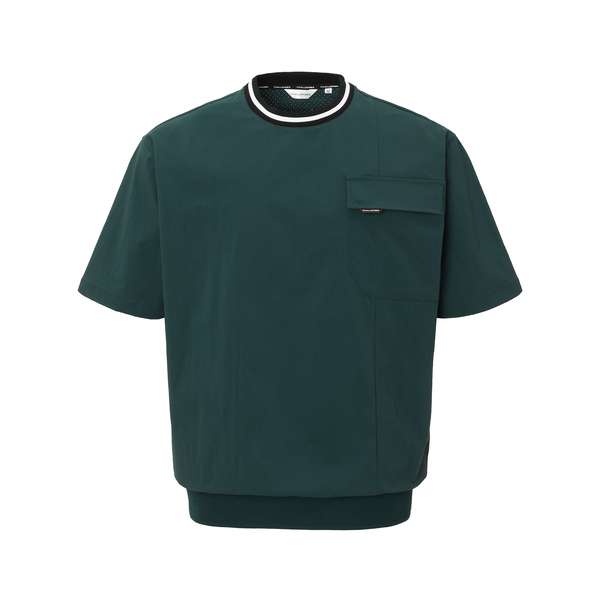 챌린저 배색 디테일 라운드 반팔 우븐탑 CHE2MWT2214DN