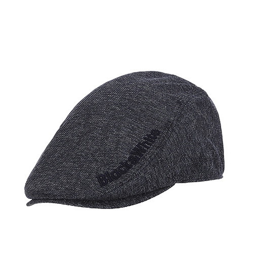 블랙앤화이트  로고 자수 체크 헌팅캡 8445GZSP_NAVY