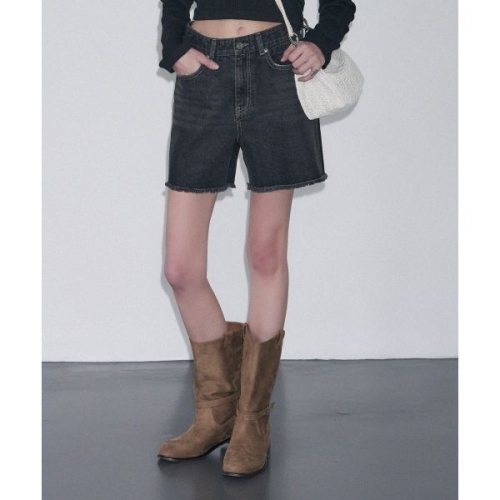 레더리 LEATHERY 백 포켓 데미지 데님 숏츠 BLACK LRDN5204BK 131812_이미지