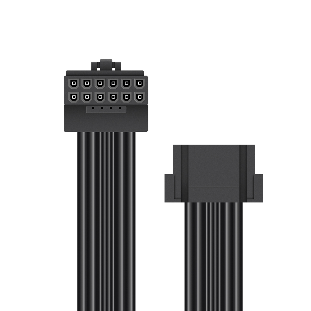마이크로닉스 12V-2x6 STD 90도 연장 케이블 (0.1m, 블랙)_이미지