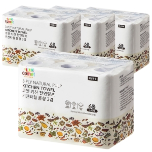키친 천연펄프 롤형 3겹 키친타월 140매 (6입)