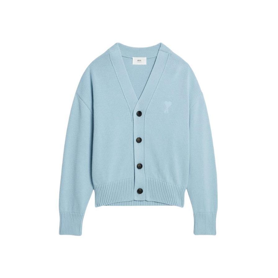 아미 스몰 하트 로고 자수 가디건 스카이 블루 UKC008-016-464 JP8