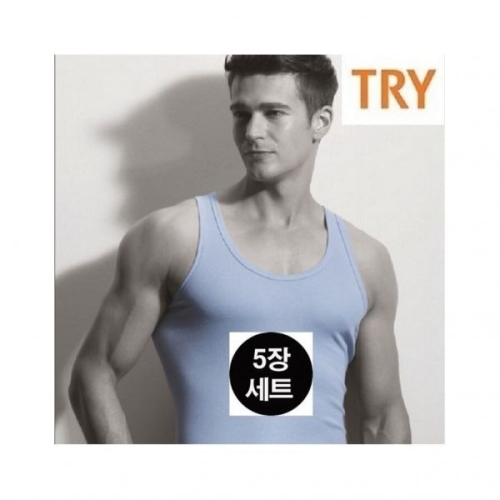 TRY 남성 순면 칼라 민소매 런닝 5매 857821