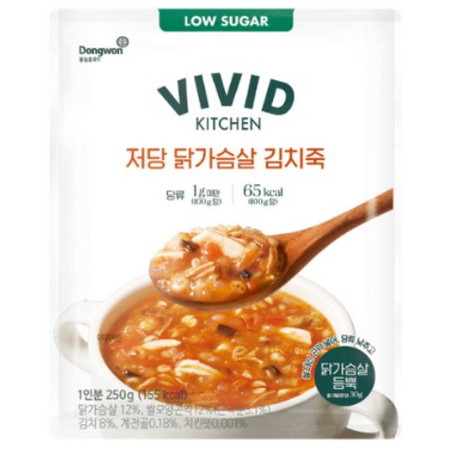 동원홈푸드 비비드키친 저당 닭가슴살 김치죽 250g (6개)