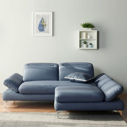 우아미가구 커브 무빙 헤드레스트 가죽소파 3인용 (스툴포함)_이미지