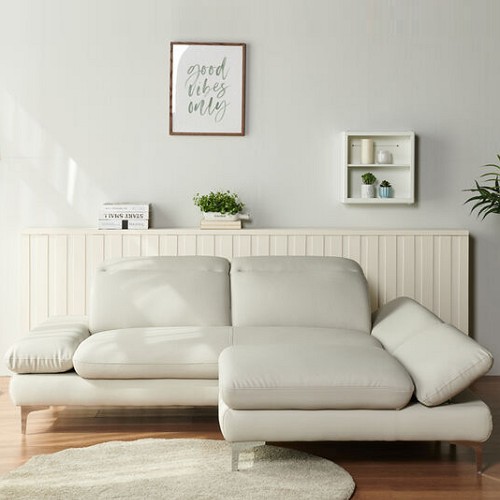 우아미가구 커브 무빙 헤드레스트 가죽소파 3인용 (스툴포함)_이미지