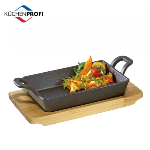 쿠첸프로피 무쇠 미니 그릴서빙팬 우드트레이 양수 사각