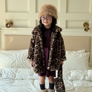 베이비맥스 글랜 레오파드 퍼 코트 R15837