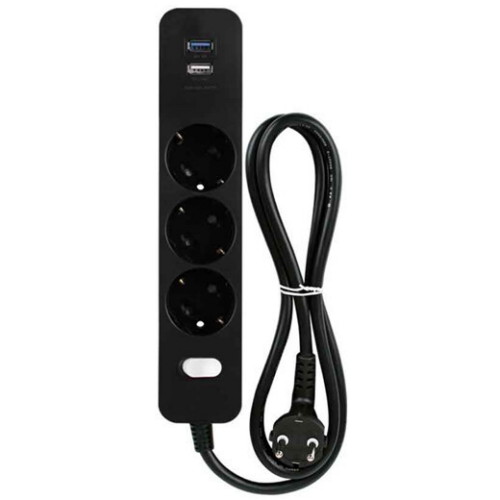 대성 모던탭 3구 메인스위치 USB 절전 멀티탭 블랙 (2.5m)_이미지