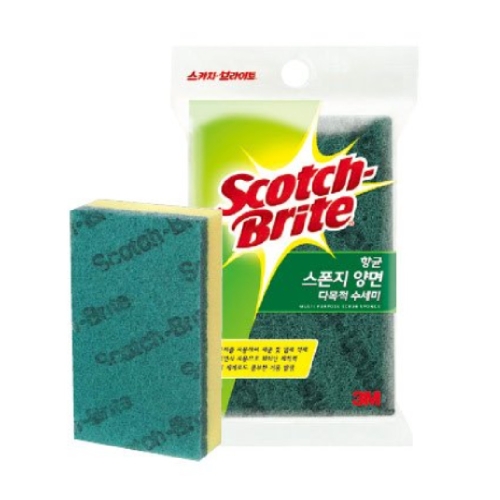 3M 스카치브라이트 항균 스펀지 양면 다목적 수세미 (중) (1개)_이미지