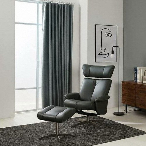까사미아 우스터 천연가죽 리클라이너 1인용 (스툴포함)_이미지