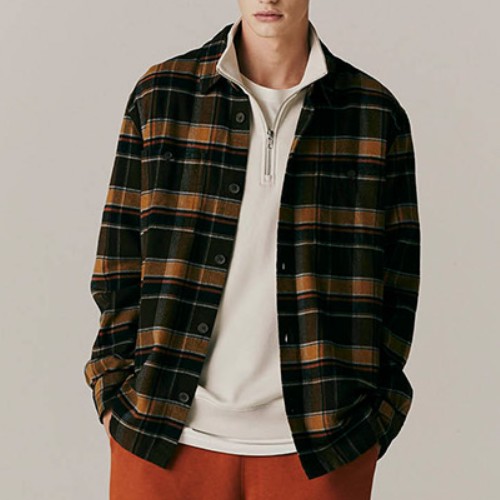 지오다노 오버핏 플란넬 셔츠 01042905_이미지