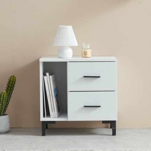 트리빔하우스 달리 2단 서랍 틈새 오픈 협탁 500_이미지