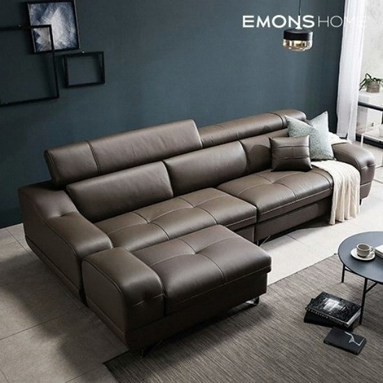 에몬스홈 발렌티 헤드틸팅 천연가죽 소파 4인용 (스툴포함)