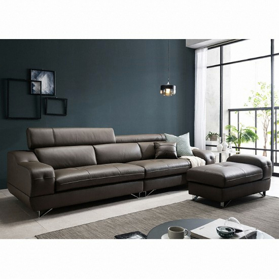 에몬스홈 발렌티 헤드틸팅 천연가죽 소파 4인용 (스툴포함)_이미지