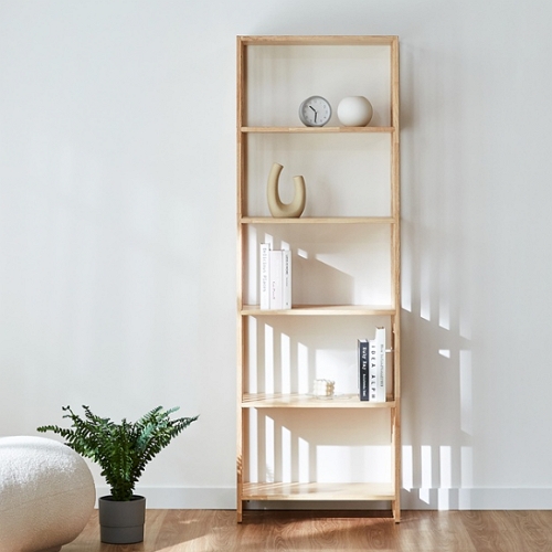 벤티스가구 헨느 5단 고무나무 원목 선반 책장 600_이미지