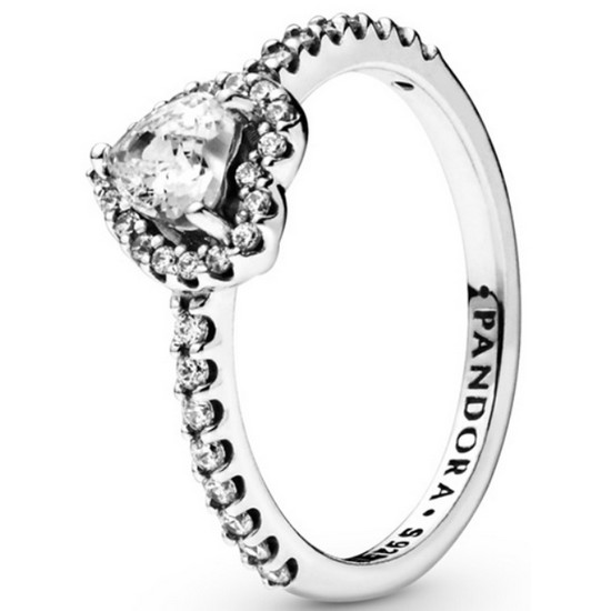 판도라 엘리베이티드 하트 실버 반지 198421C01