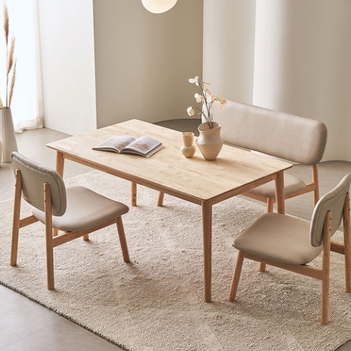 장인가구 칸토르모노 패밀리 원목 낮은 식탁 1400 (의자4개)