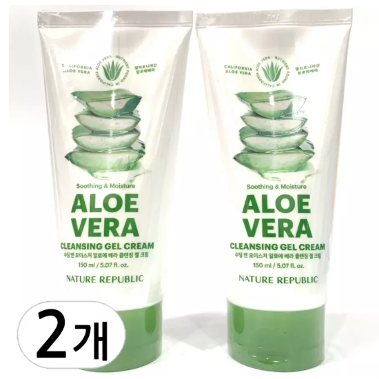 네이처리퍼블릭 수딩 앤 모이스처 알로에 베라 클렌징 젤 크림 150ml (2개)