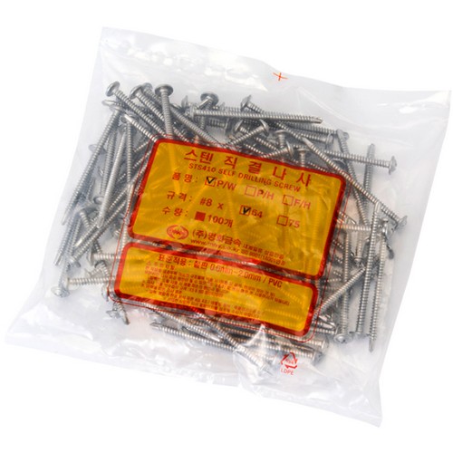 명화금속 스텐 직결피스 와샤머리 4.2 x 64mm (100개)_이미지