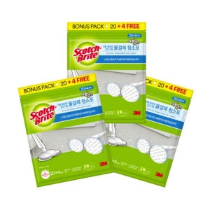 3M 스카치브라이트 무선 물걸레 청소기용 더블액션 청소포 150mm 24매 3개_이미지