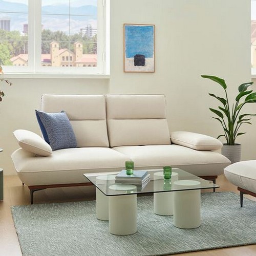 에싸 퍼스트 스윙기능 리브 패브릭 소파 3인용 (스툴포함)