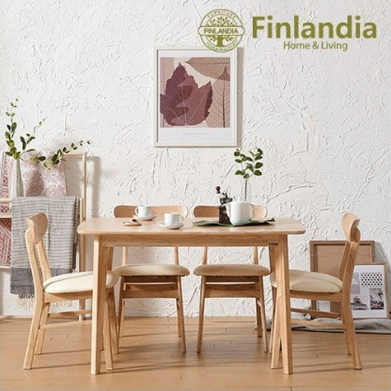 핀란디아 데니스 내추럴 식탁 1200 (의자4개)_이미지