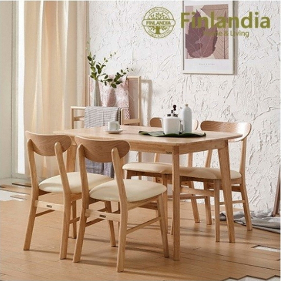 핀란디아 데니스 내추럴 식탁 1200 (의자4개)_이미지