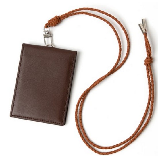 블랑플뢰르 슬림 소가죽 목걸이 카드지갑 (브라운)_이미지