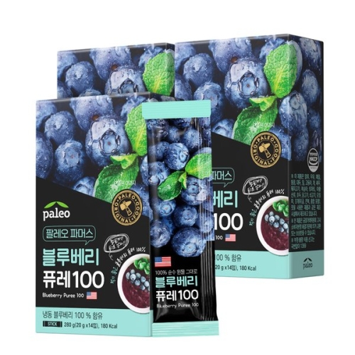 KBH한국생활건강 팔레오 블루베리 퓨레 100 20g 14포 (3개)_이미지