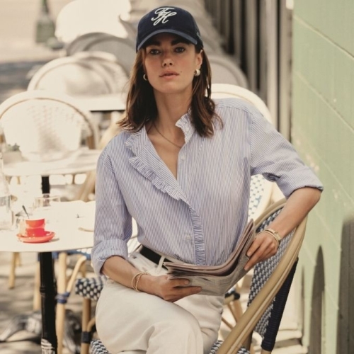 타미힐피거 여성 포플린 러플 셔츠 T22F7WSH053WT1