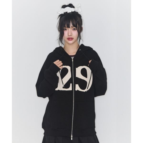 일리고 ILLIGO 129 로고 패치 후드 집업 블랙 24AWOUT09BK 144265_이미지