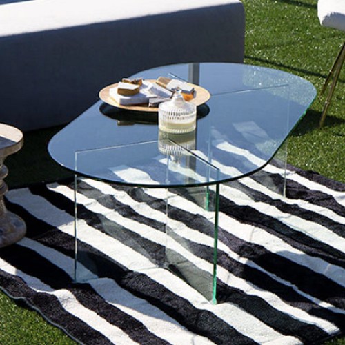 아트유 글라스 타원형 V다리 거실테이블 (140x60cm)_이미지