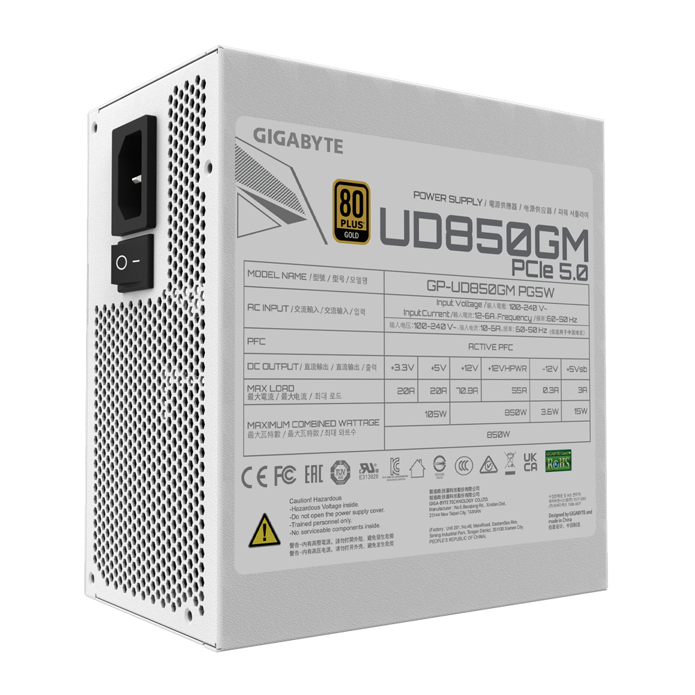 GIGABYTE UD850GM PG5 80PLUS골드 풀모듈러 화이트 피씨디렉트_이미지