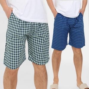 슬레진저 남성 선염 체크 5부 포켓 파자마 잠옷 반바지 5종_이미지