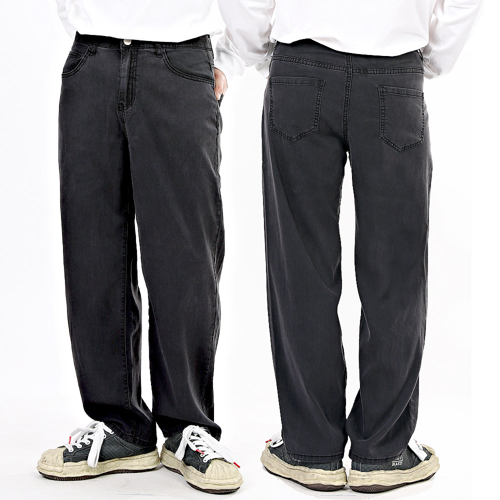 남성용 여름 냉감 스판 와이드 청바지 기본 블랙 FJ5046_1 XL 33-34