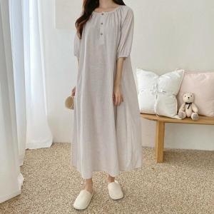 루니 수유 원피스 아사면 파자마 홈웨어 원피스 임부복 EJ112_