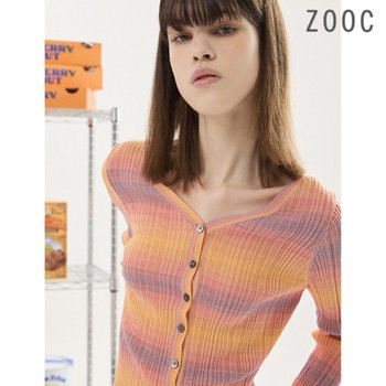 ZOOC marcatoZ 데미지 스트라이프 슬림 니트 가디건 CO_Z252KSL008_이미지