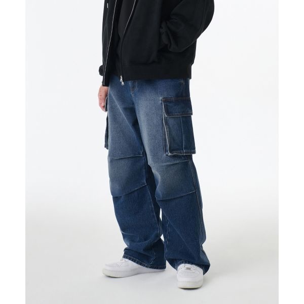 무신사 스탠다드 ltgt 스탠다드 MUSINSA STANDARD 데님 파라슈트 카고 팬츠 미디엄 인디고 MMDNP0Z03-MI 546999_이미지