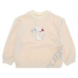 퍼스트어패럴 프렌치캣 연베이지 벨벳 맨투맨 Q36DBT130